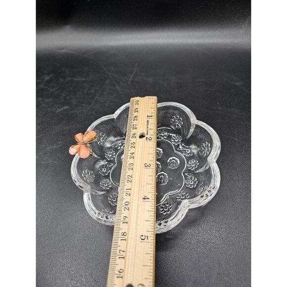 Boho Oleg Cassini Crystal Trinket Candy Dish With Applied Faux Jewel Butterfly - Picture 7 of 9